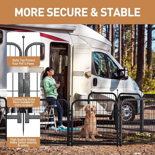 Metal Dog Playpen 40 Inch Height 16 Panels Indoor Outdoor Black-Silver W932257