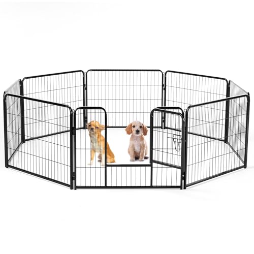 Sweetcrispy Dog Playpen Indoor - 8 Panel Metal Pet Fence with Doors for Small/Medium Pets R262216