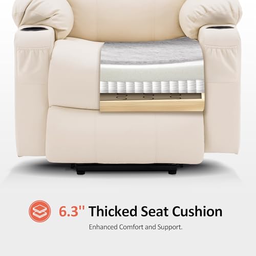 MCombo Power Lift Recliner Chair for Elderly with Heat and Massage, Faux Leather, Black V60394