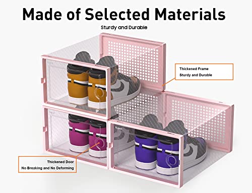 Kuject X-Large Clear Plastic Stackable Shoe Storage Boxes, 12 Pack, Blue Y142131