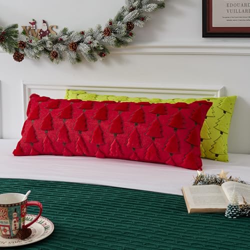 UGASA Star Christmas Decorative Pillow Covers 18x18 Inch Set of 2 Dark Green Q9265