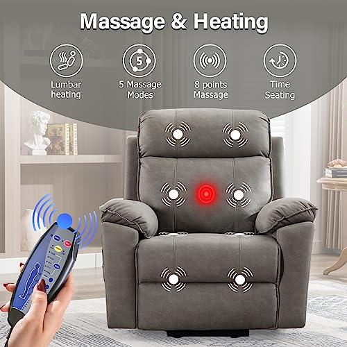 Phoenix Home Power Lift Chair Recliner with Massage and Heat, Green Grey C249534