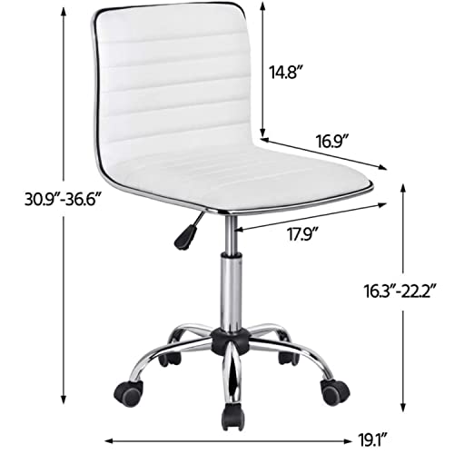 Small Task Chair for Women, Low Back Armless PU Leather with Wheels L47325