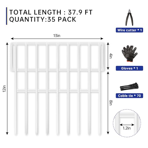 35 Panels Garden Fence Animal Barrier, 38ft x 13in No Dig Rustproof Metal Outdoor Wire Fencing E53834