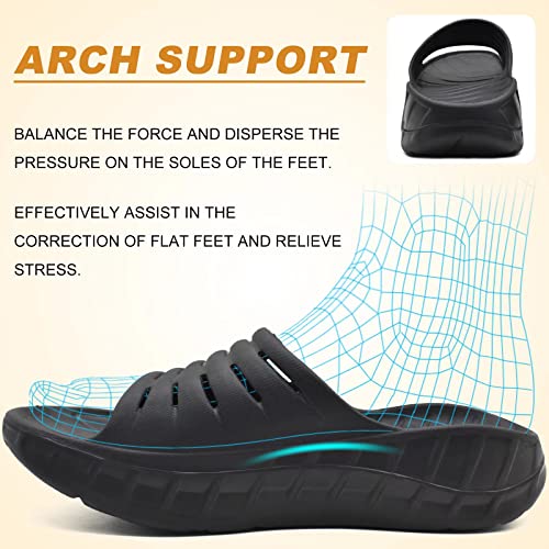 KuaiLu Men's Recovery Sandals Orthotic Cushion Open Toe Sport Slides D332788