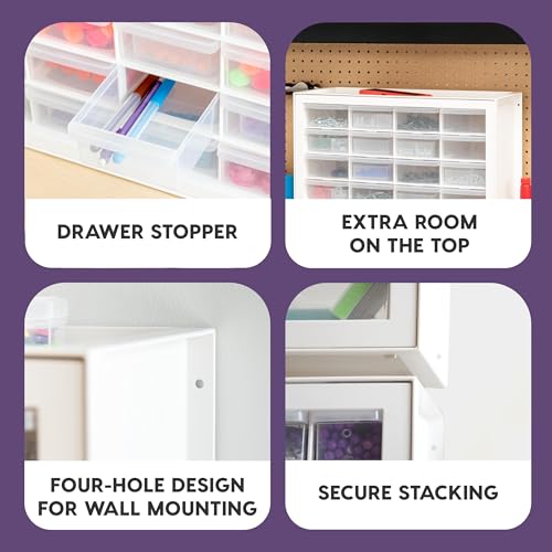 IRIS USA Plastic Drawer Storage Organizer, 24-Drawer Cabinet, White L6685