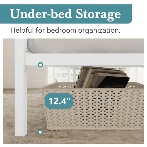 HOOMIC Canopy Bed Frame Full Size White, No Box Spring Needed K1114