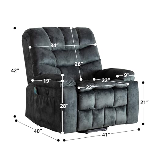 Phoenix Home Power Lift Chair Recliner with Massage and Heat, Green Grey C249534