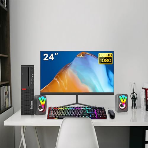 Lenovo ThinkCentre M710S SFF Desktop with 24" FHD Monitor, RGB Speakers, 16GB RAM, 256GB SSD, Win10 Pro (Renewed) Y40725