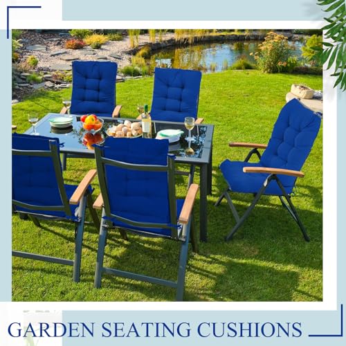 Juexica 4 Sets Outdoor Patio Chair Cushions High Back Tufted Beige D1688