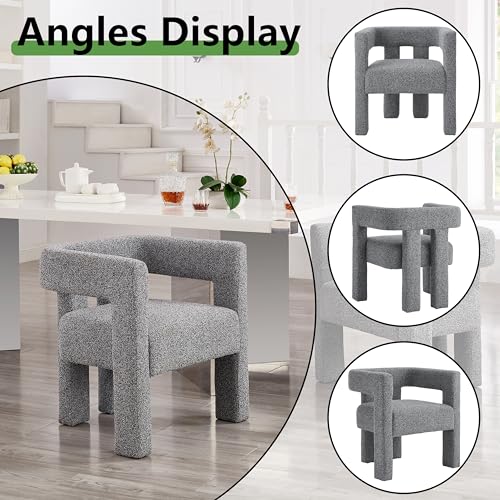 Modern Sherpa Barrel Chair with Open-Back, Boucle Fabric Accent Armchair J598808
