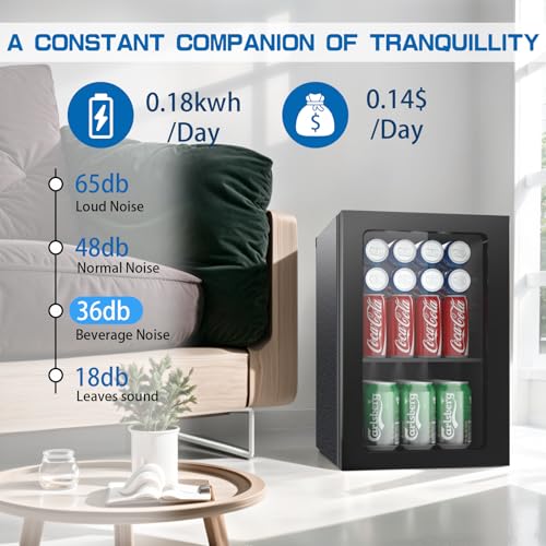 Compact Freestanding Beverage Refrigerator and Skincare Fridge, 0.9 Cu Ft Mini Fridge N768451