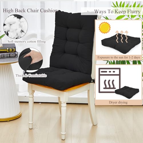 Juexica 4 Sets Outdoor Patio Chair Cushions High Back Tufted Beige D1688