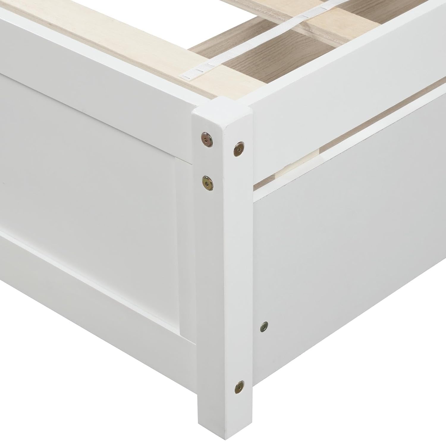 White Double Bed Frame with Storage Drawers and Headboard A3646