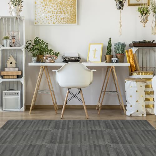 Sorbus Wood Grain EVA Interlocking Floor Mats with Borders J287