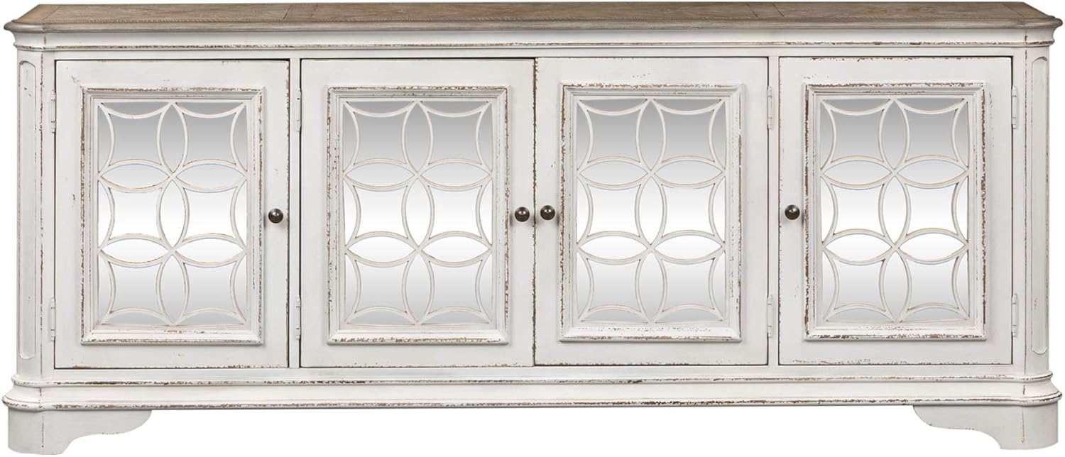 Liberty Furniture Magnolia Manor 84" TV Console, Antique White D3337