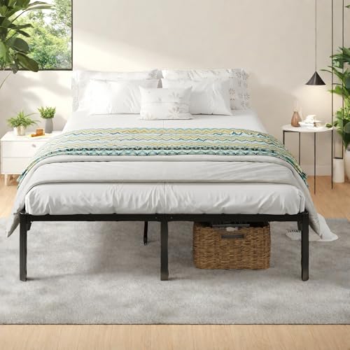 Full Size Metal Platform Bed Frame with Headboard, Black U138819