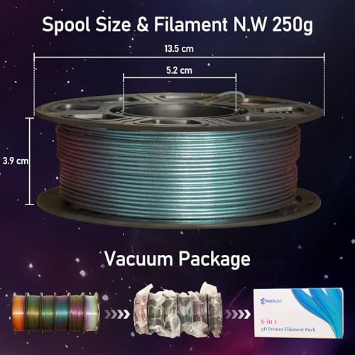 MIKA3D Bicolor Silk PLA 3D Printer Filament Bundle, 1.75mm, 6 Spools V5573