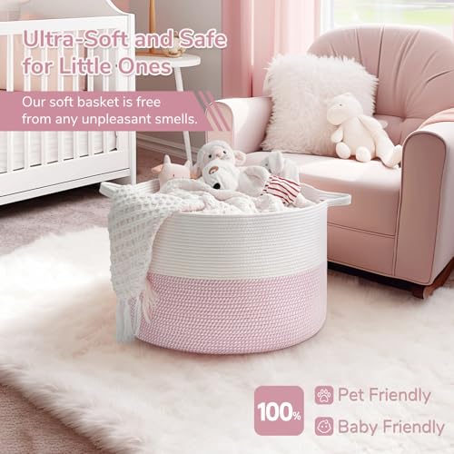 INDRESSME Large Cotton Rope Storage Basket with Handles, 90L Grey R37552