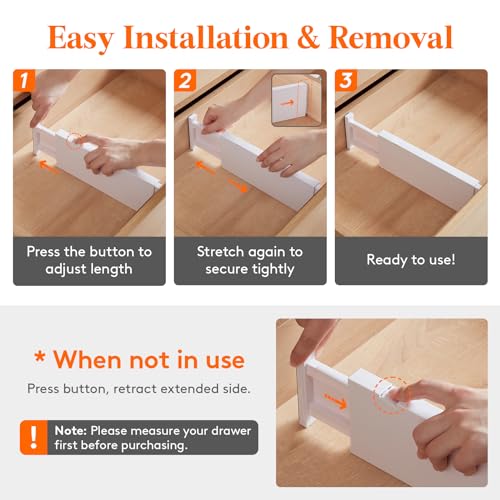 Lifewit 14 Pack Adjustable Drawer Dividers 4" High, White N847