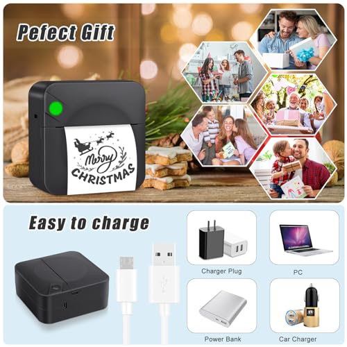 Mini Sticker Printer with 11 Rolls Paper, Bluetooth Inkless, Pink D95489