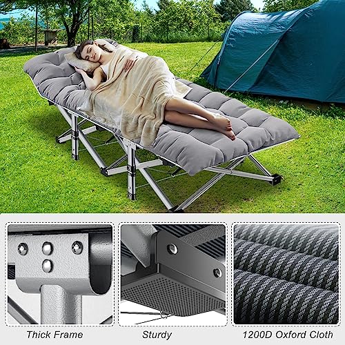 ABORON Oversized Folding Camping Cot for Adults, Double Layer 1200D, with Mat & Carrying Bag S2407