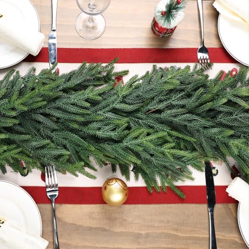 Artgar 12Ft Christmas Pine Garland, 2 Pcs Real Touch Artificial Greenery N48749