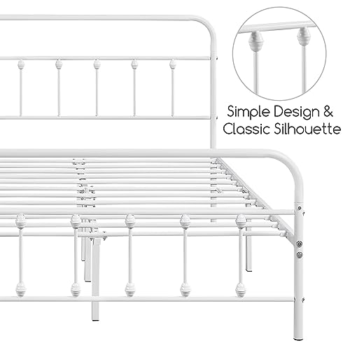 Yaheetech Classic Metal Platform Bed Frame with Victorian Headboard, Full Size Black T81083