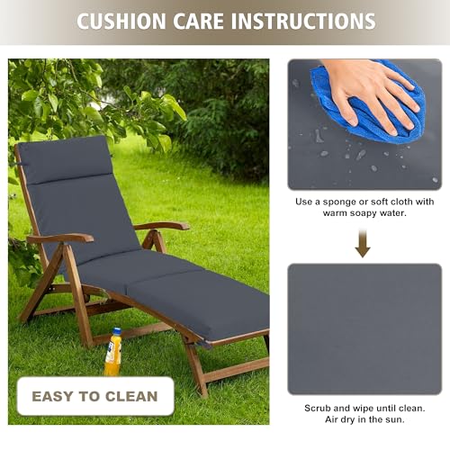 Chaise Lounge Cushion 72x21x3 Inch Set of 2 Outdoor Patio Cream B783089