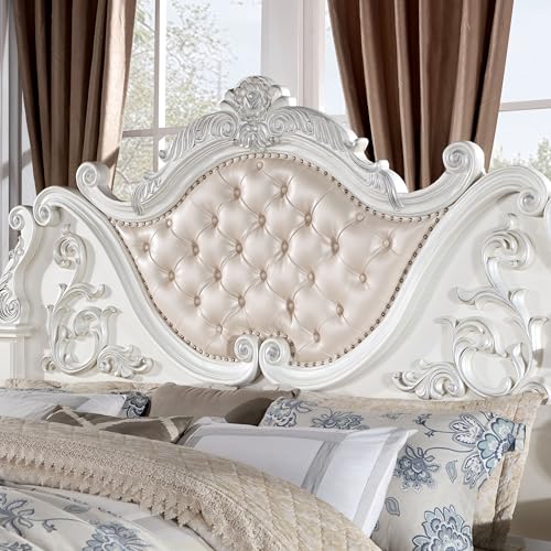 Furniture of America Clairibel Wood 5-Piece Bedroom Set King with Button-Tufted Headboard Z353