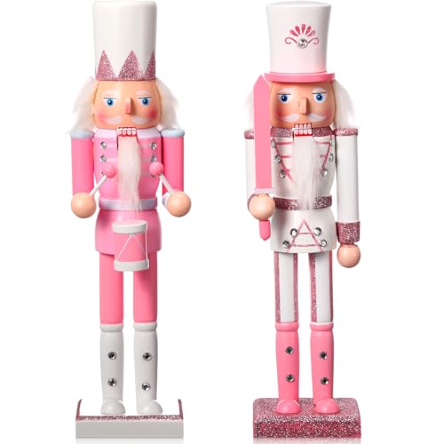 Huwena 2Pcs Christmas Nutcracker Soldier Wooden Figure Decor 12'' Z474