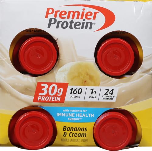 Premier Protein 30g Shakes Bananas and Cream, 44 Fl Oz, Pack of 4 R70333
