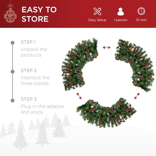 Best Choice Products 60in Pre-Lit Fir Christmas Wreath with 300 LED Lights E577048