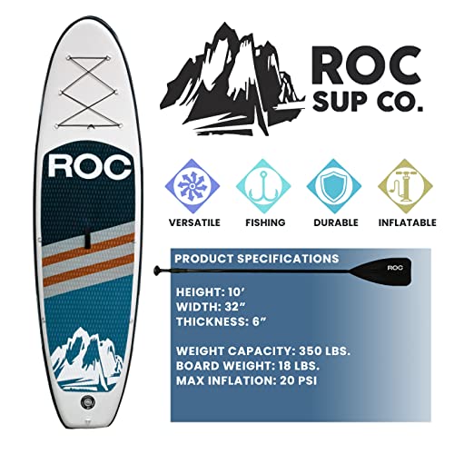 Roc Inflatable Stand Up Paddle Board with Premium Accessories, Wide Non-Slip Deck A34223