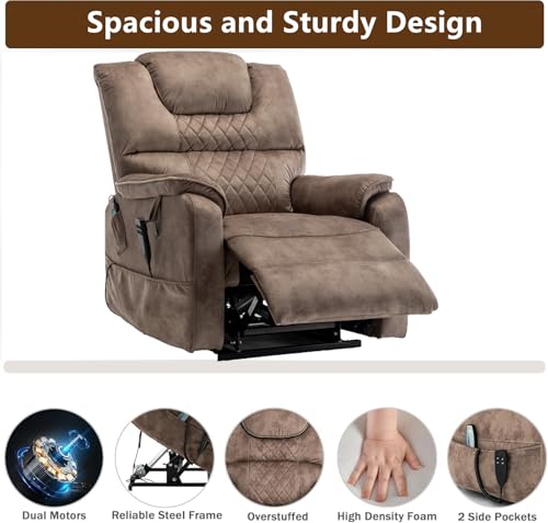 Lift Chair Recliner with Massage and Heat, Heavy Duty for Seniors, Brown V12888
