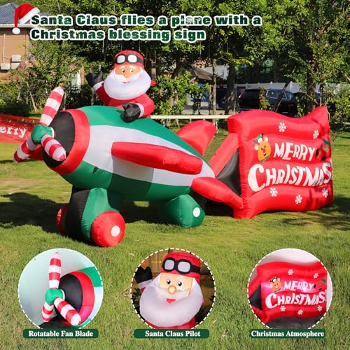 8 FT Christmas Inflatable Santa Claus with Gift Bag and LED Lights for Yard Outdoor Decor M3530