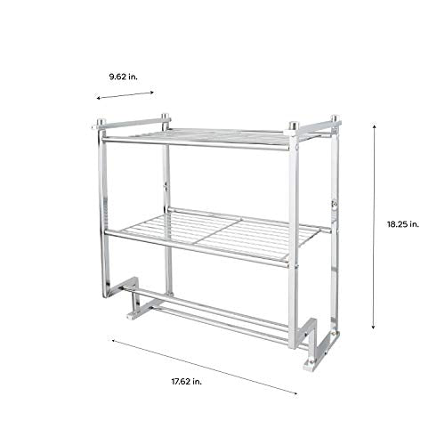 Chrome 2 Tier Wall Mount Bathroom Rack with Towel Bars Y98049