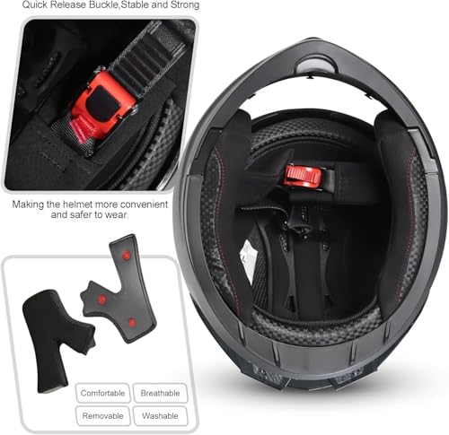 SPARK DOT Modular Flip-Up Dual Visor Motorcycle Helmet (Bright Black, Small) W8778
