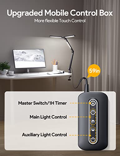MediAcous LED Desk Lamp with Clamp, 20W, Flexible Swing Arm Z203
