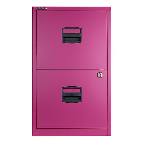 Bisley Two Drawer Steel Home or Office Filing Cabinet, Steel Blue (FILE2-SB)