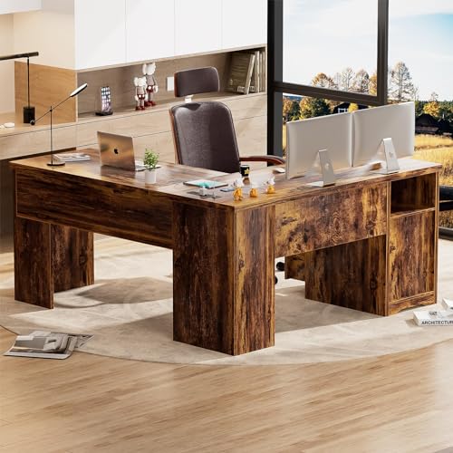 Unikito L Shaped Desk with Lift Top and Drawer, Power Outlets, Black C26845