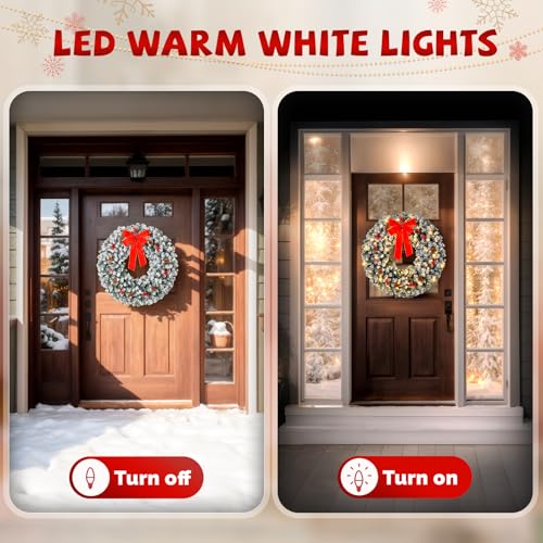 VINGLI 48 Inch Pre-lit Artificial Christmas Wreath with 150 LED Lights T885