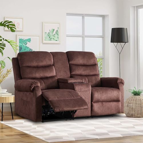 65.7" Manual Loveseat Recliner with Storage Console, Grey Linen G3610