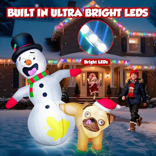 12FT Giant Christmas Inflatables Snowman with Music & 360° Rotation LED Lights Outdoor Decor Z588