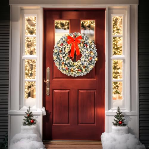 VINGLI 48 Inch Pre-lit Artificial Christmas Wreath with 150 LED Lights T885