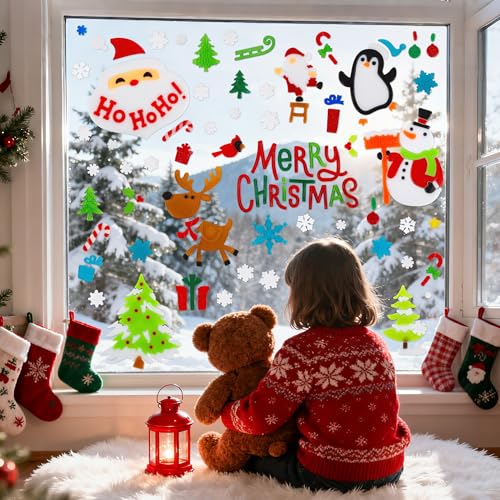 Christmas Window Clings Gel Snowflake Snowman 6-Piece Set F295752