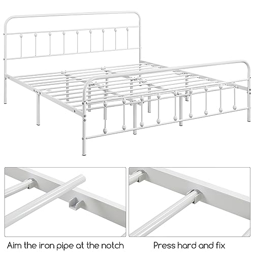 Yaheetech Classic Metal Platform Bed Frame with Victorian Headboard, Full Size Black T81083