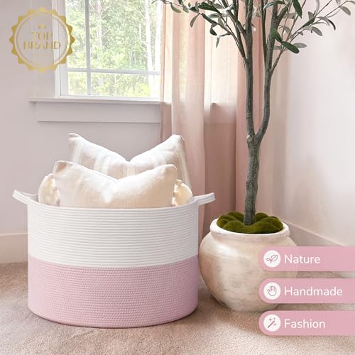INDRESSME Large Cotton Rope Storage Basket with Handles, 90L Grey R37552