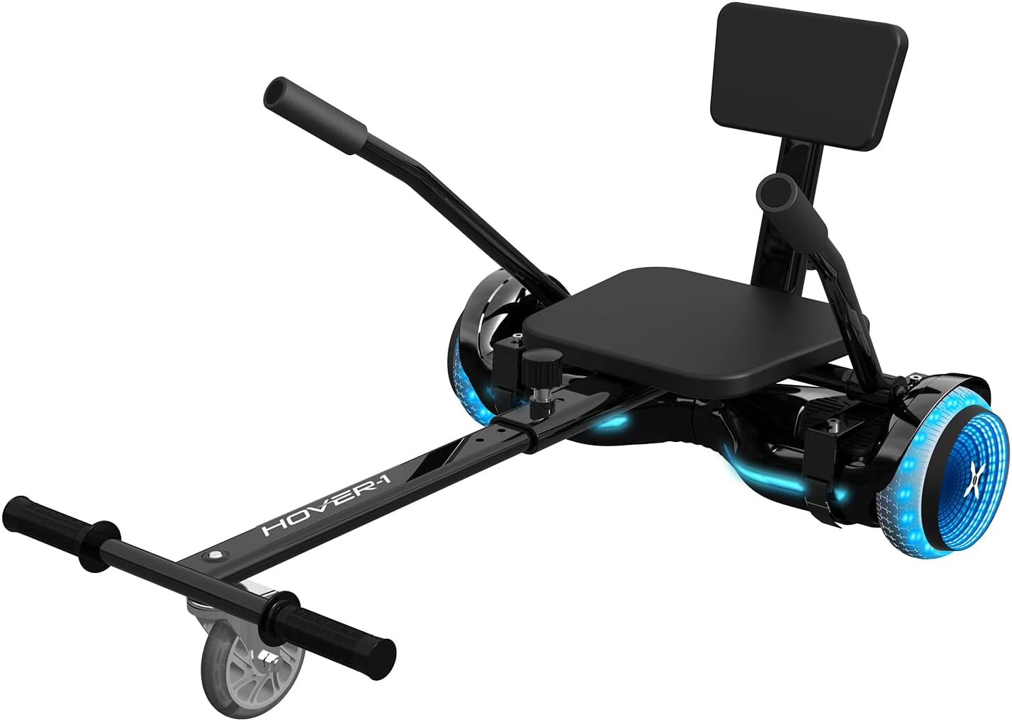 Hover-1 Turbo Hoverboard Combo | Seat Attachment Buggy, 7 MPH Top Speed, 6 Mile Range, 400W Motor (2x 200W), 4.5Hr Charge Time, 220lbs Max Weight, Black
