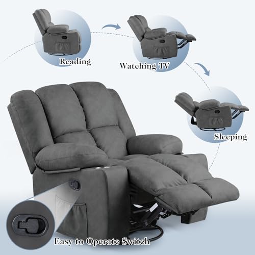 Oversized Power Lift Recliner Chair for Elderly with Massage, Dark Grey U371